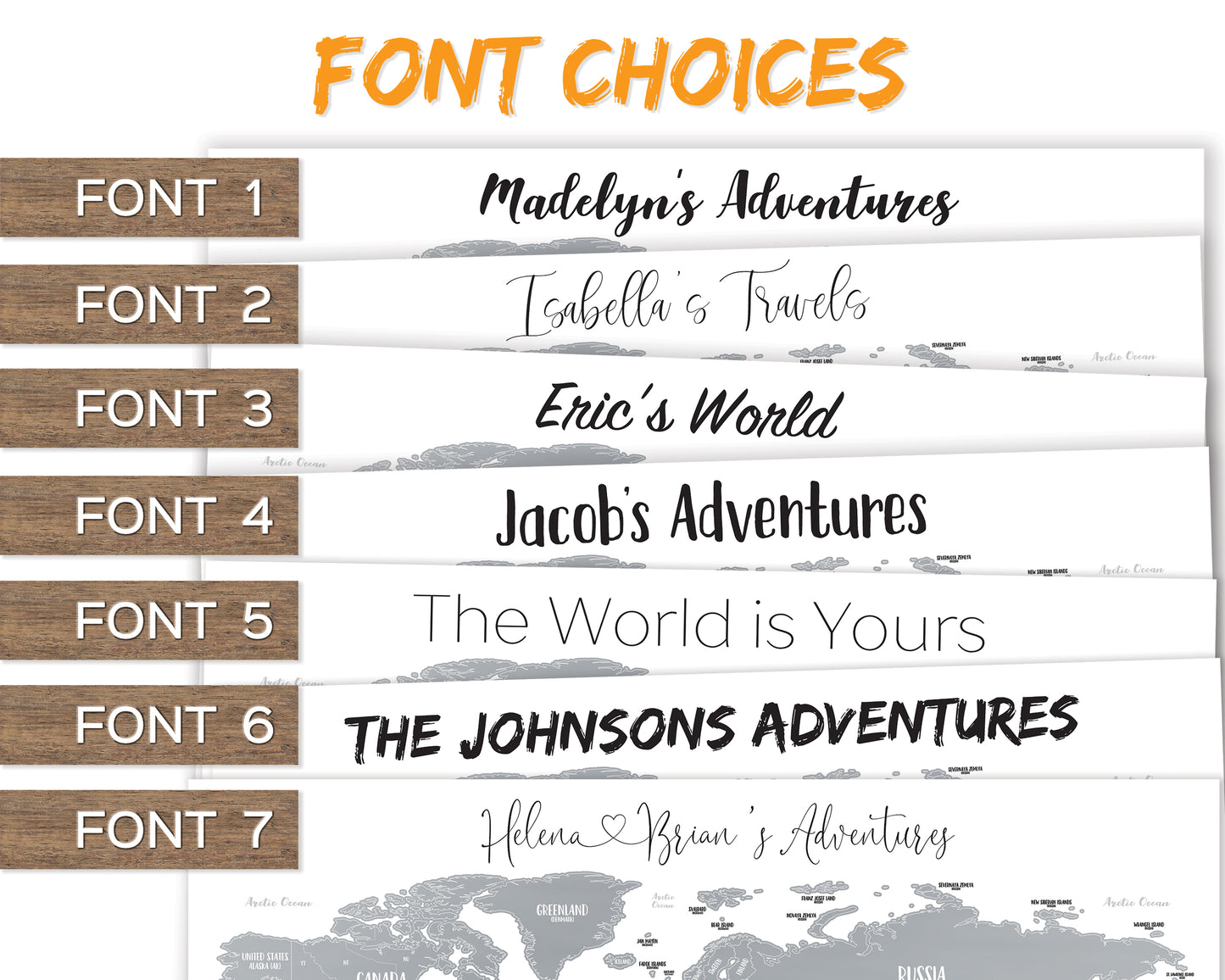 Silver -  Custom World Scratch-Off Map - Size 24x18"