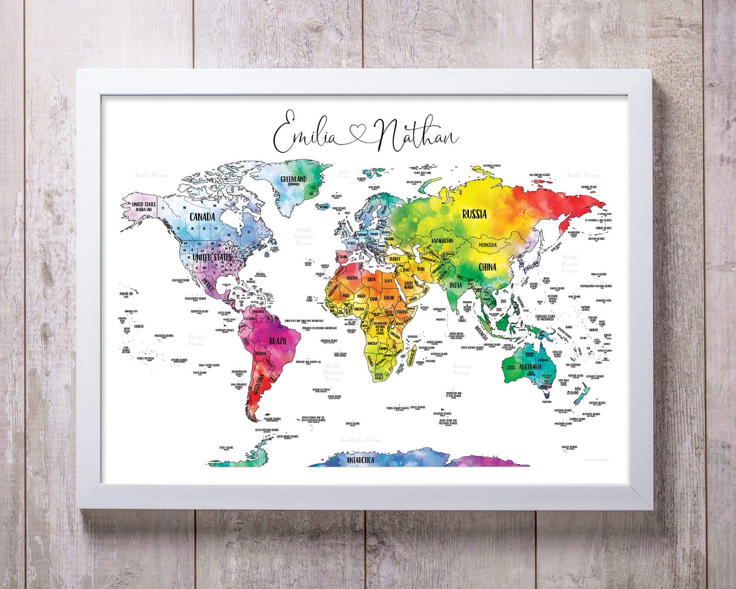 Gold- Custom World Scratch-Off Map - Size 24x18"
