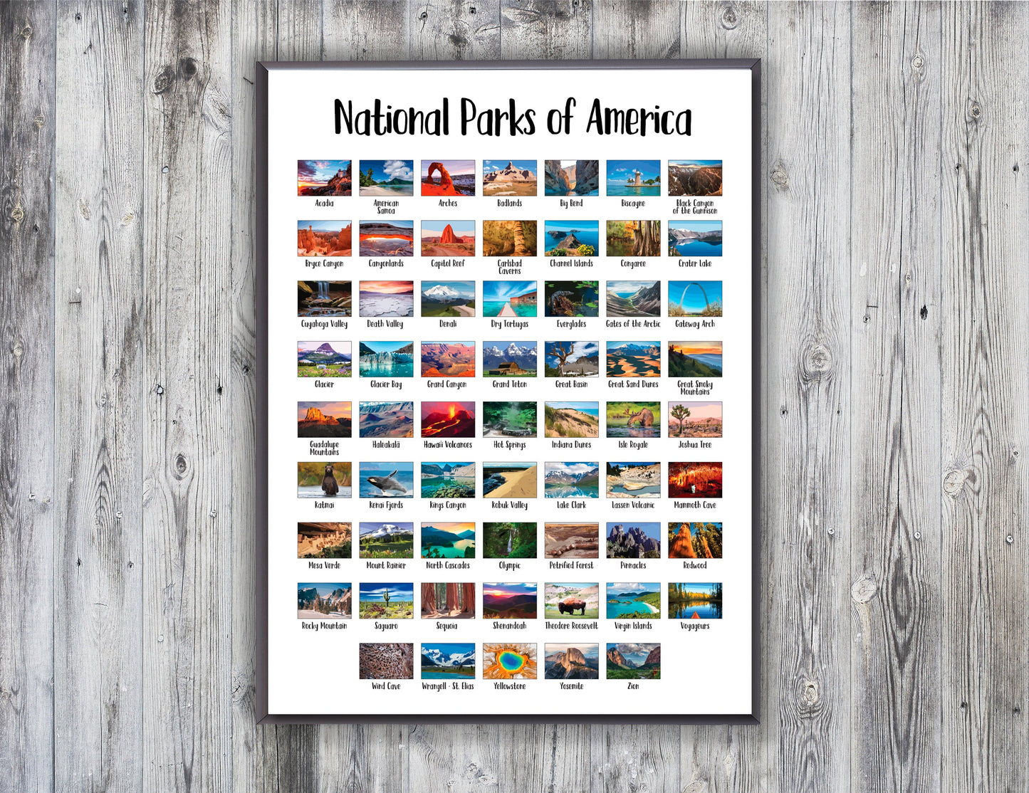 Silver - Scratch-off Map US National Park List - Size 18x24"