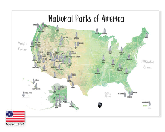 Silver - Scratch-off Map with Green Trees underneath - Size 24x18"
