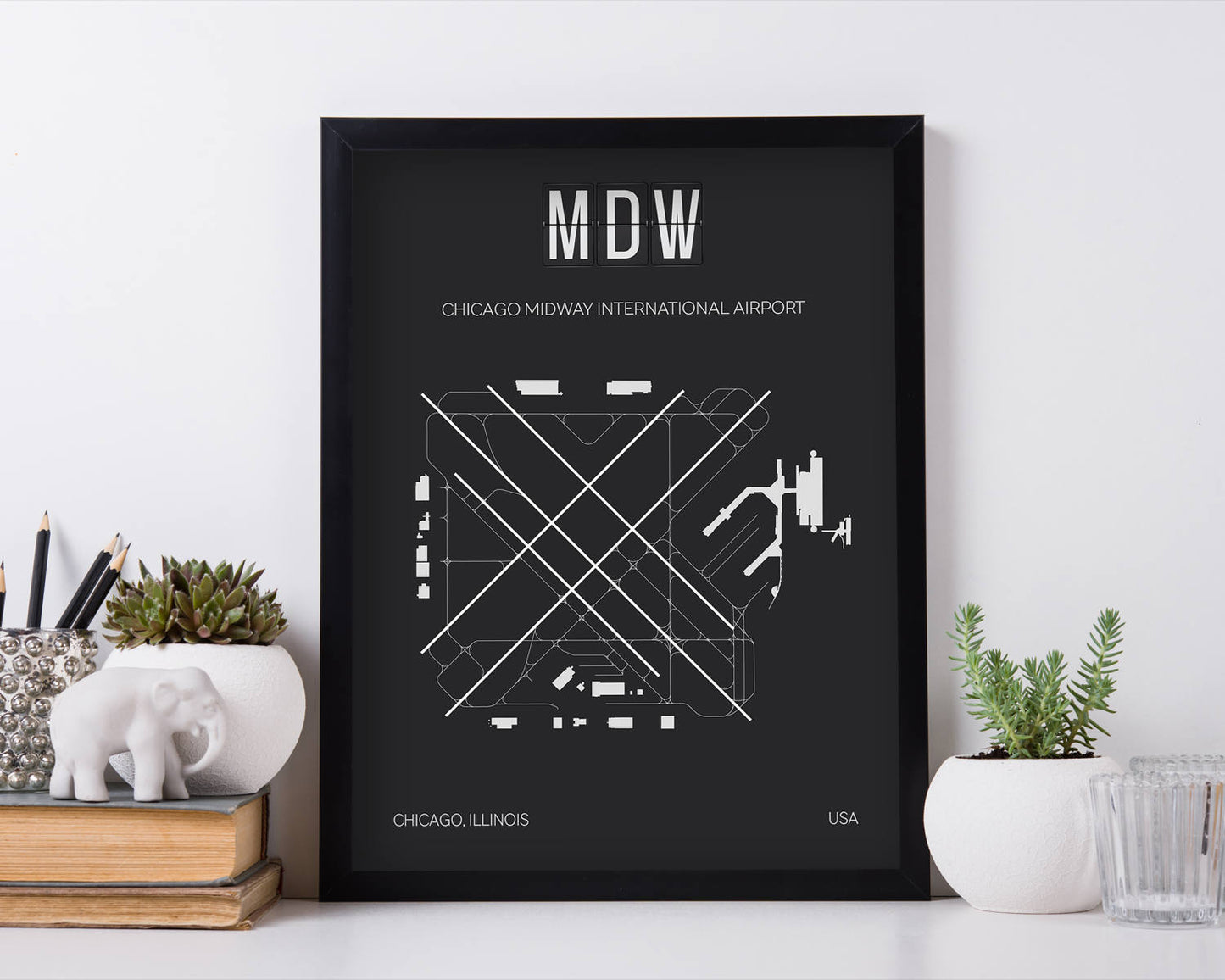 MDW Midway Chicago Airport Map Wall Art