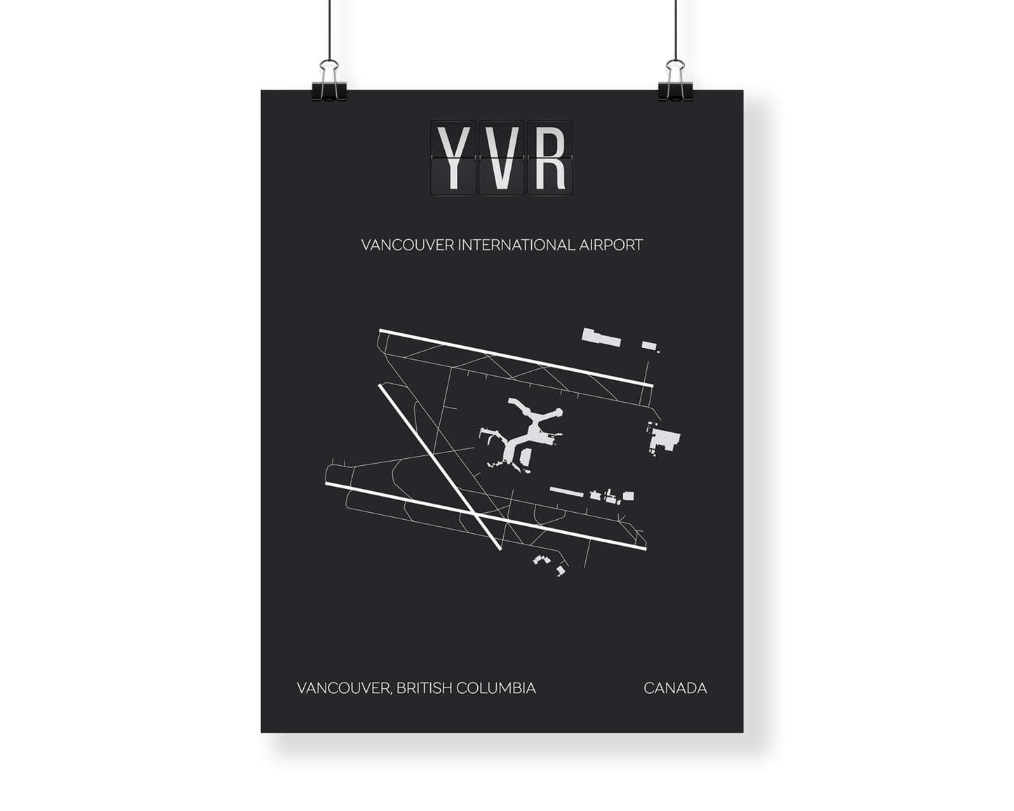 YVR Vancouver International Airport Print Map Wall Art