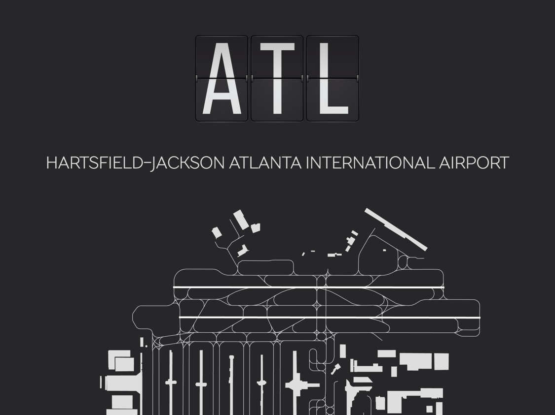 ATL Atlanta International Airport Print Map Wall Art