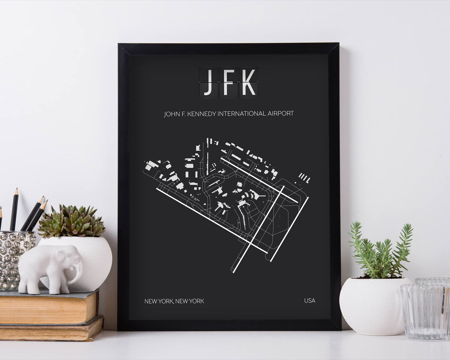 JFK John F. Kennedy New York Airport Print Map Wall Art