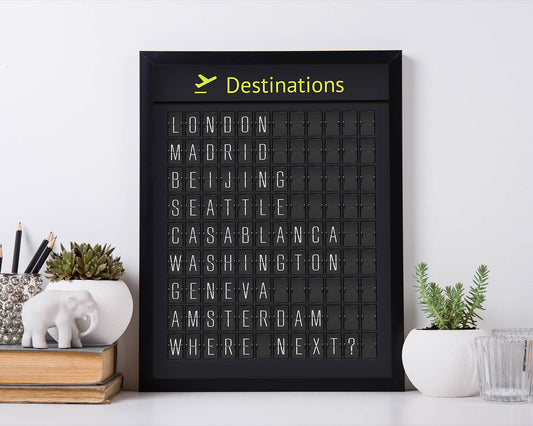 Digital-Only Destinations Airport Board, Personalized For You (with Thin Letters)