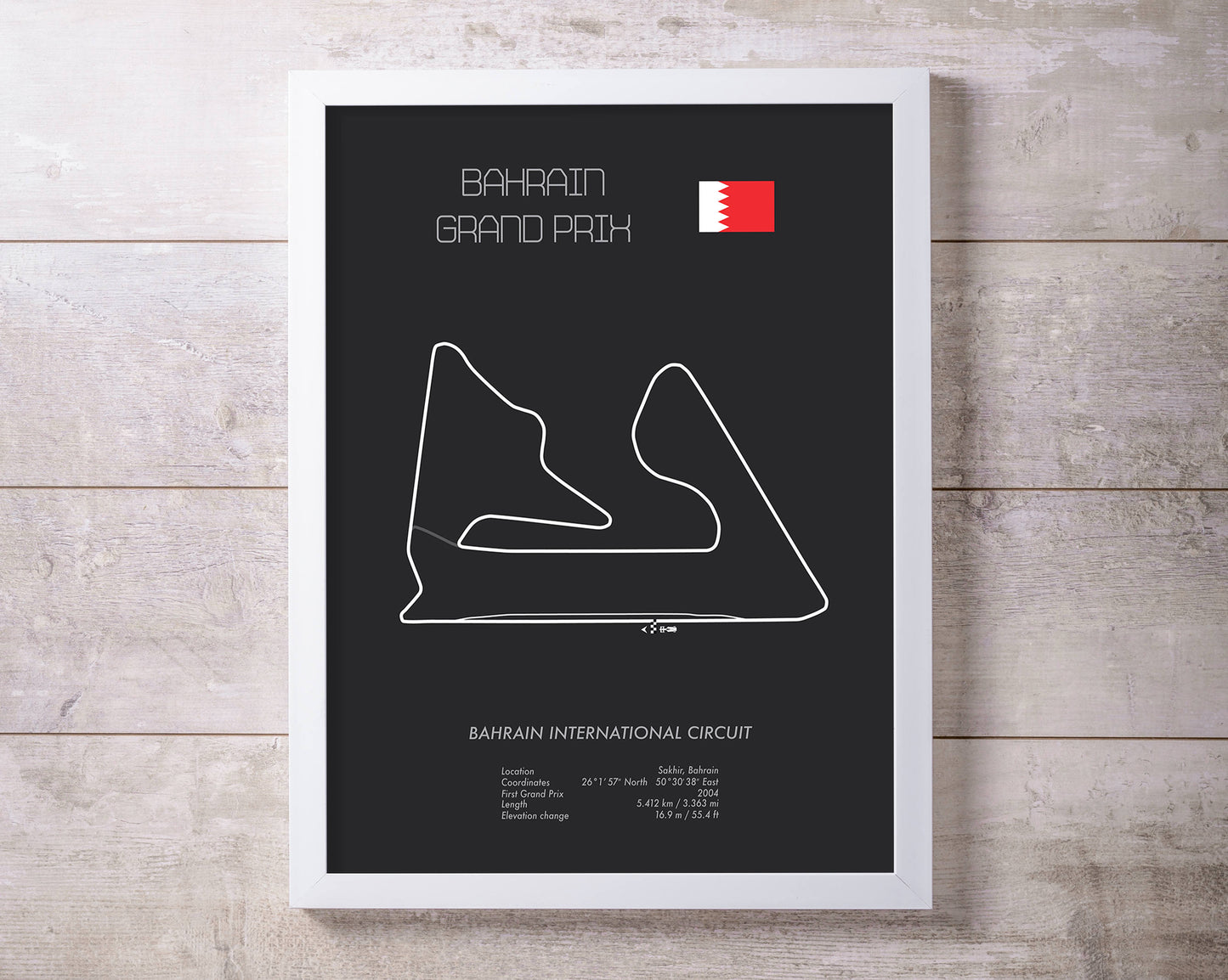 Formula One Bahrain Grand Prix Racing Map Wall Art Print