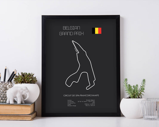 Formula One Belgium Grand Prix Spa-Francorchamps Racing Map Wall Art Print
