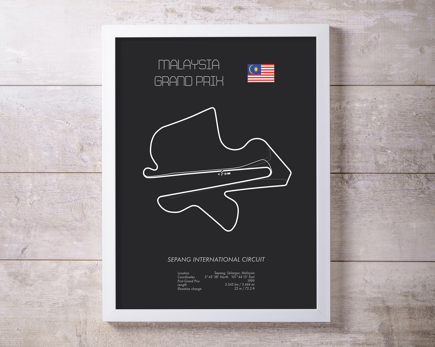 Formula One Malaysia Grand Prix at Sepang Racing Map Wall Art Print