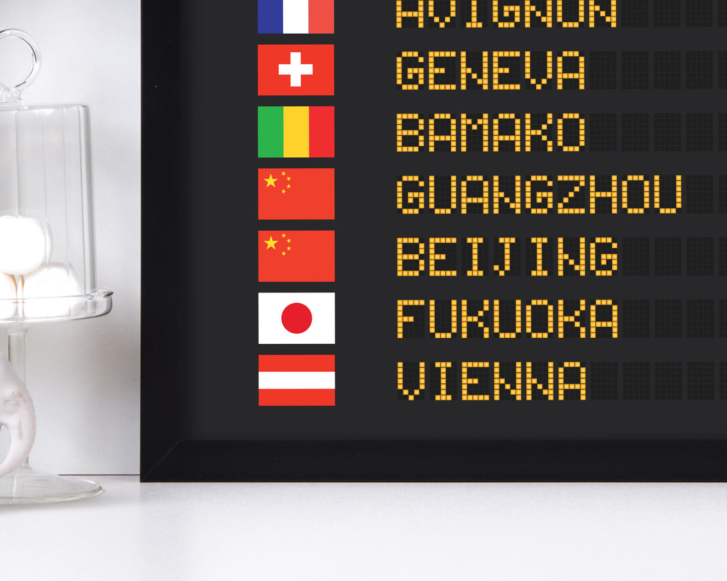 Digital-Only Personalized Airport Flight Board With Flags