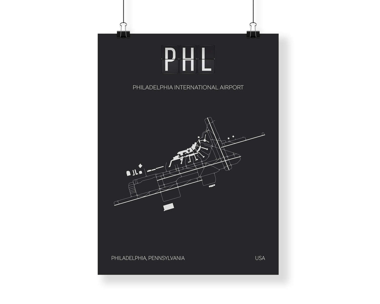 PHL Philadelphia Airport Map Wall Art