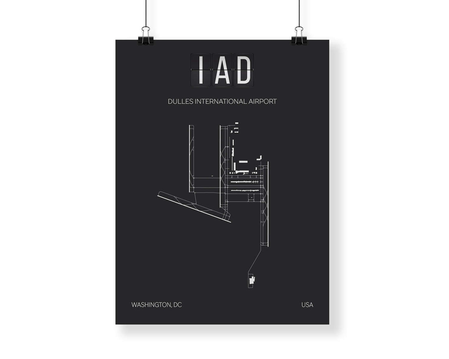 IAD Dulles Washington Airport Map Wall Art