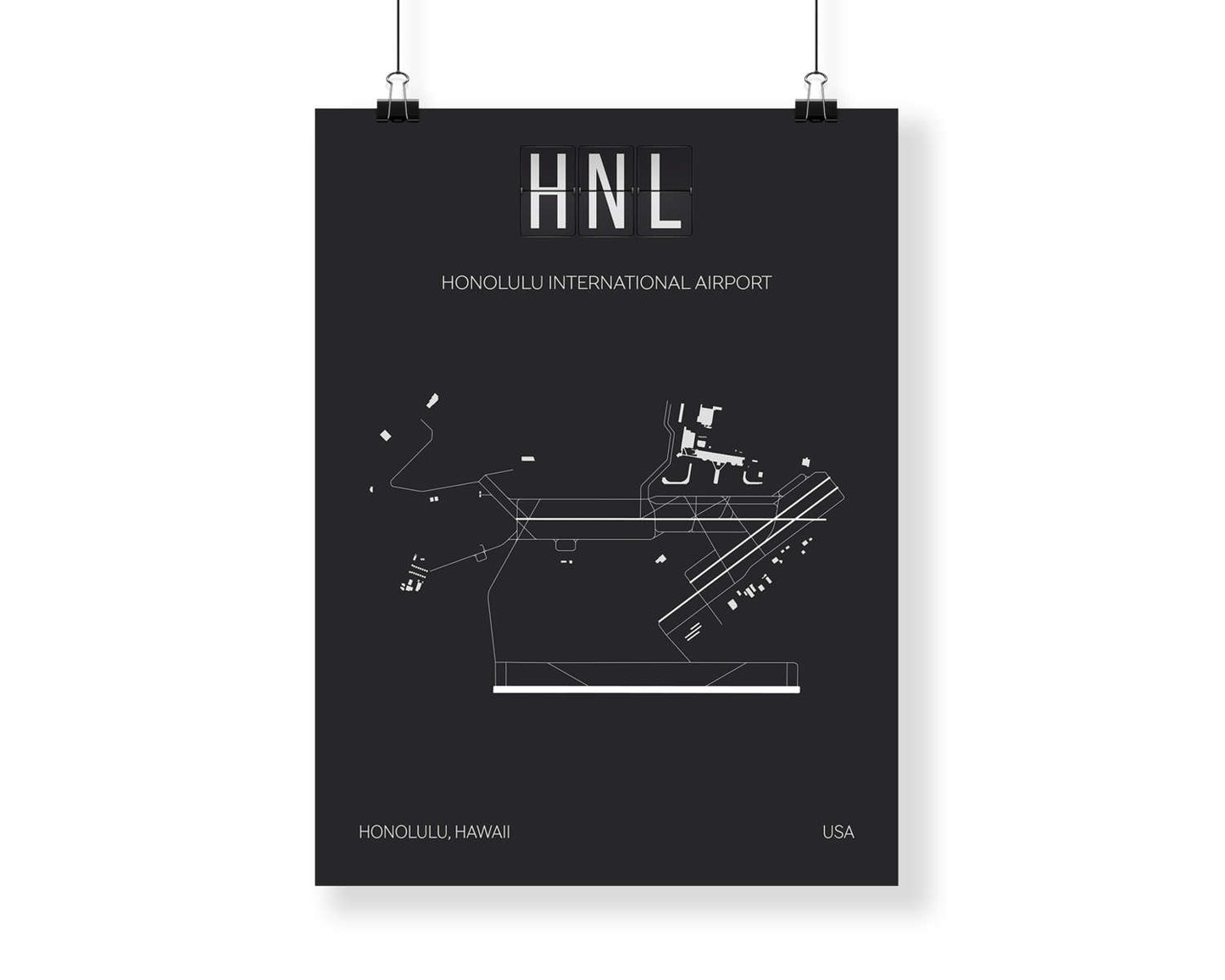 HNL Honolulu Hawaii Airport Map Wall Art