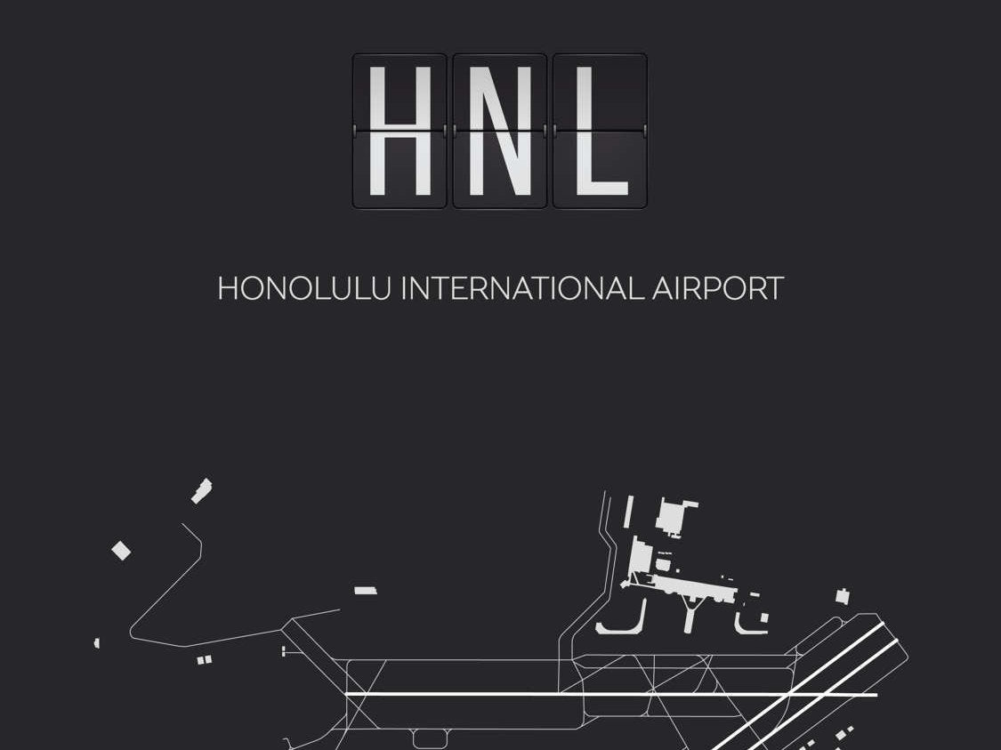 HNL Honolulu Hawaii Airport Map Wall Art