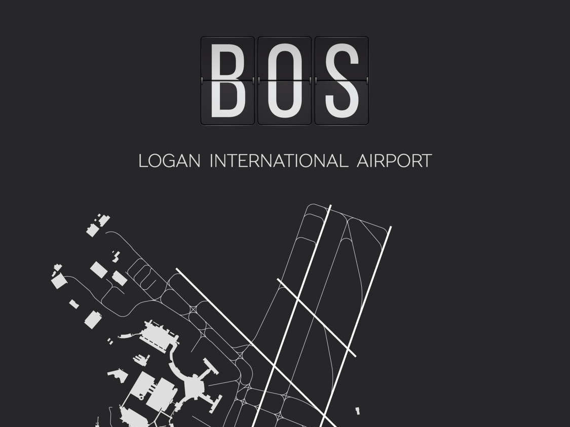 BOS Boston Logan International Airport Print Map Wall Art