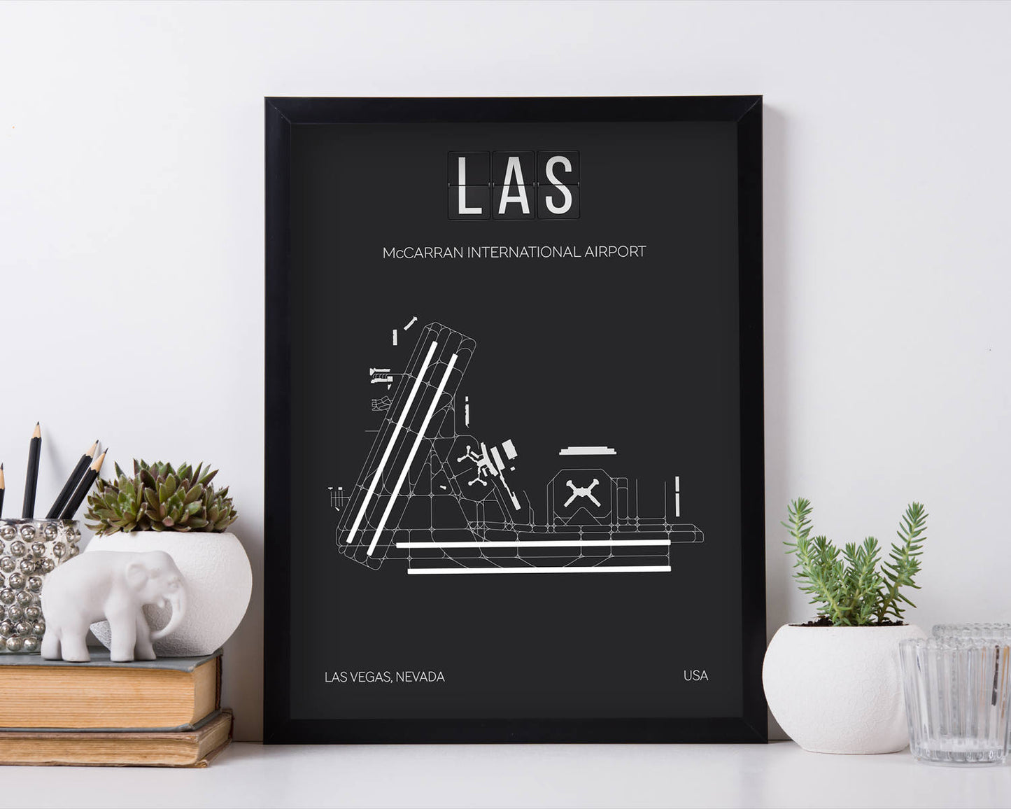LAS Las Vegas McCarran International Airport Print Map Wall Art