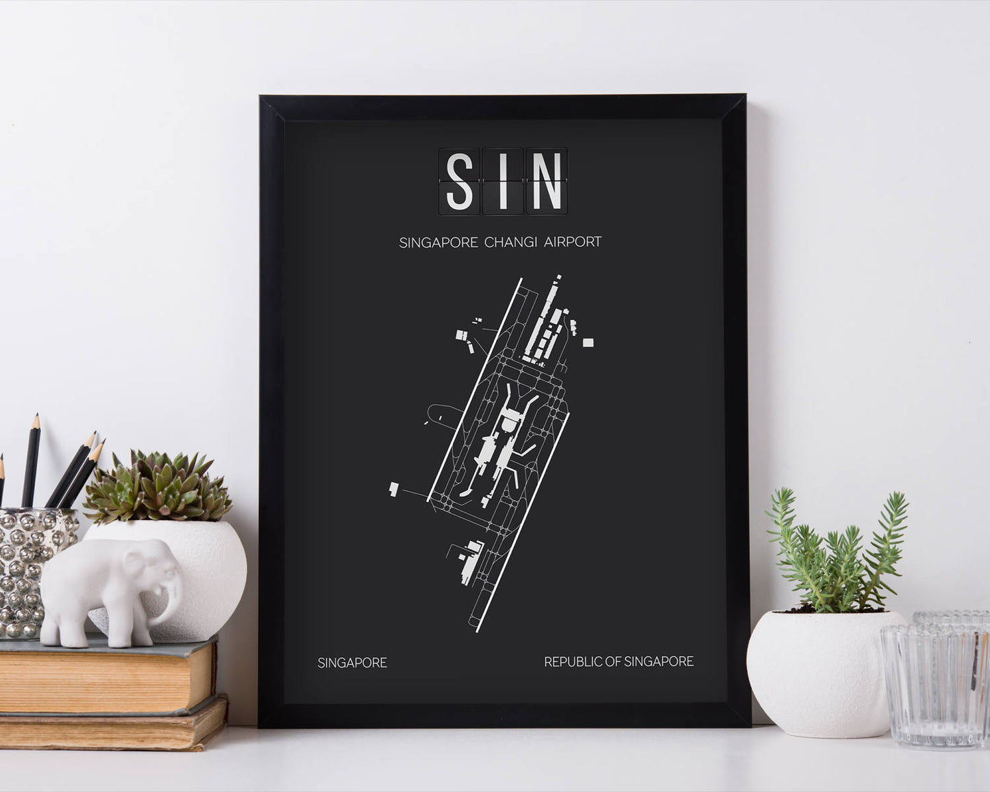 SIN Singapore Changi Airport Print Map Wall Art