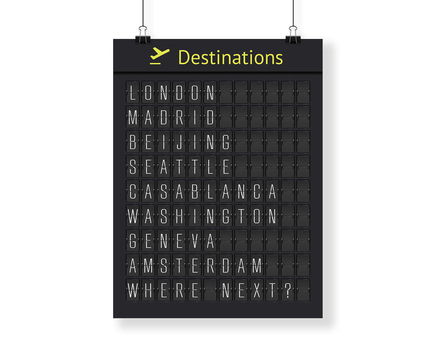 Digital-Only Destinations Airport Board, Personalized For You (with Thin Letters)