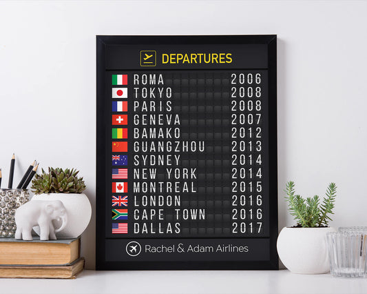 Airport Flight Board with Flags, Printed version