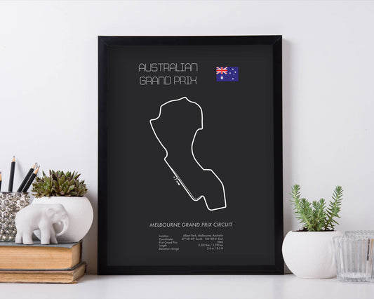 Formula One Australian Grand Prix Melbourne Racing Map Wall Art