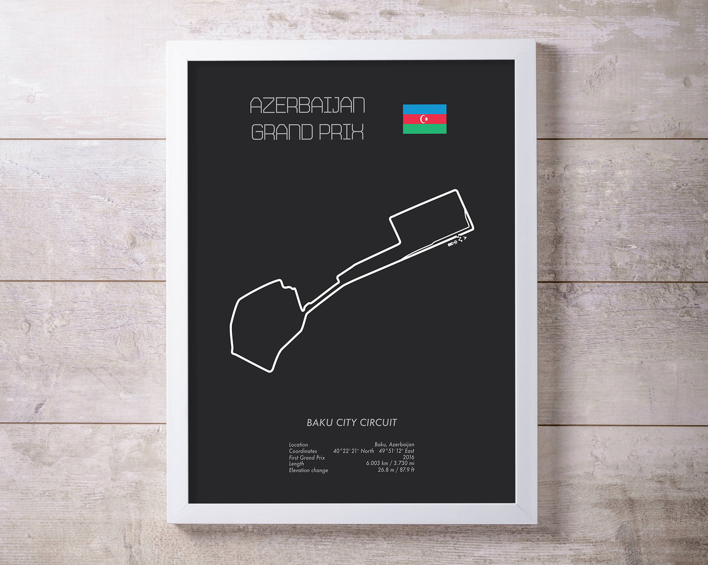 Formula One Azerbaijan Grand Prix Baku Racing Map Wall Art Print