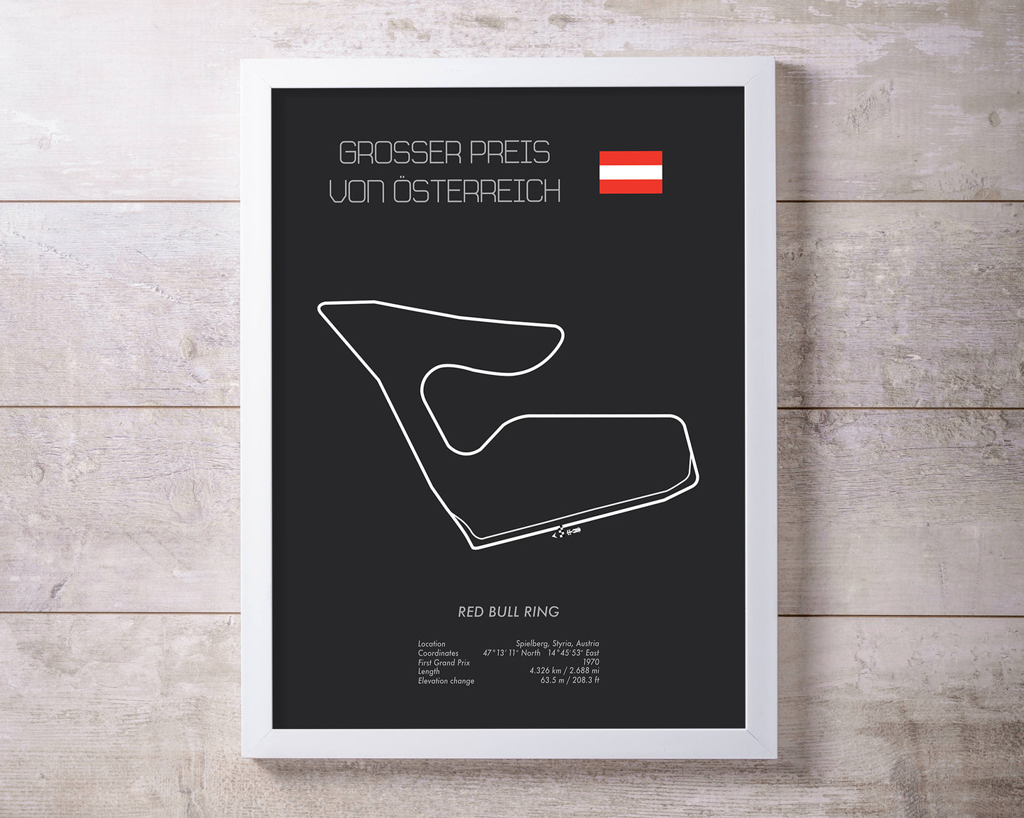 Formula One Austria Grand Prix Red Bull Ring Racing Map Wall Art Print