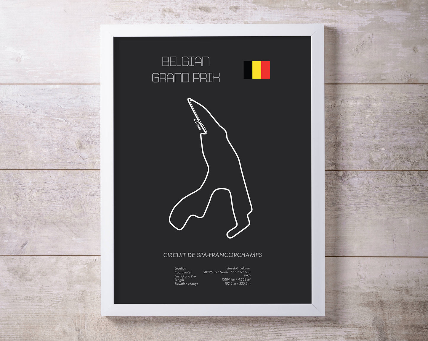 Formula One Belgium Grand Prix Spa-Francorchamps Racing Map Wall Art Print