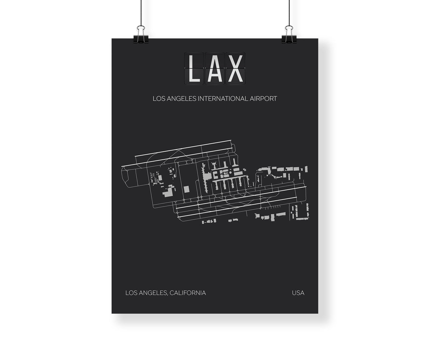 LAX Los Angeles International Airport Print Map Wall Art