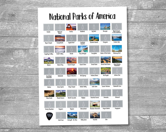 Silver - Scratch-off Map US National Park List - Size 18x24"
