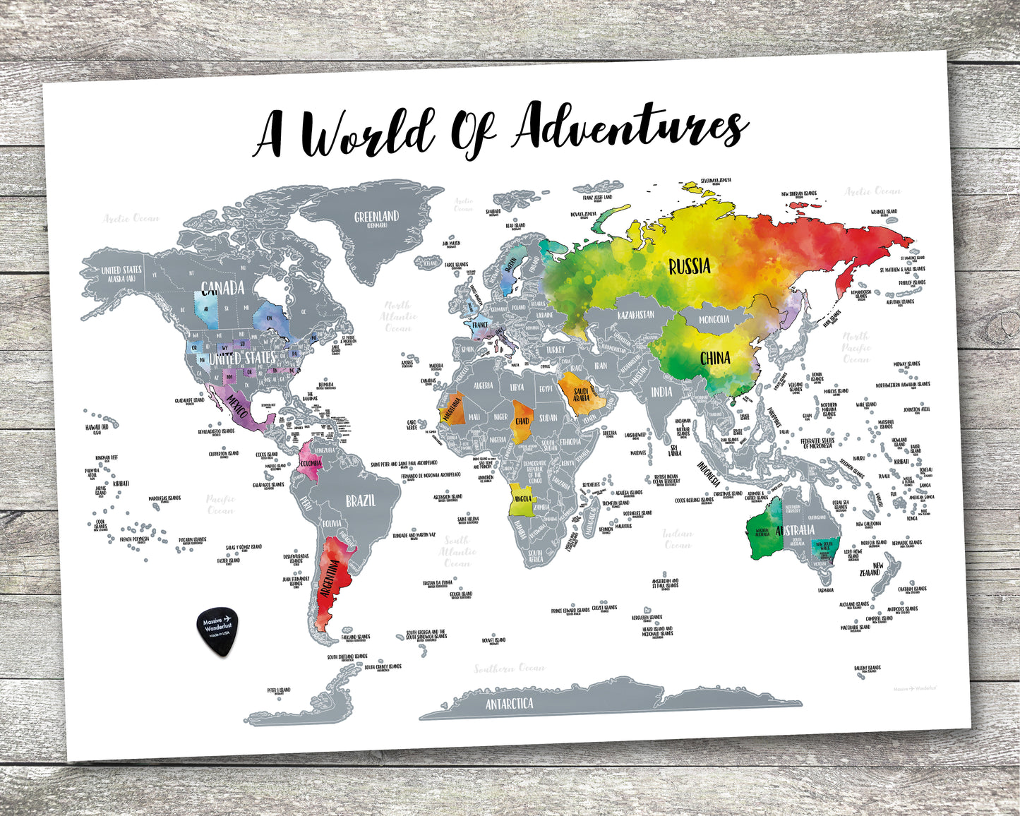 Silver - World Scratch-Off Map - Size 24x18"