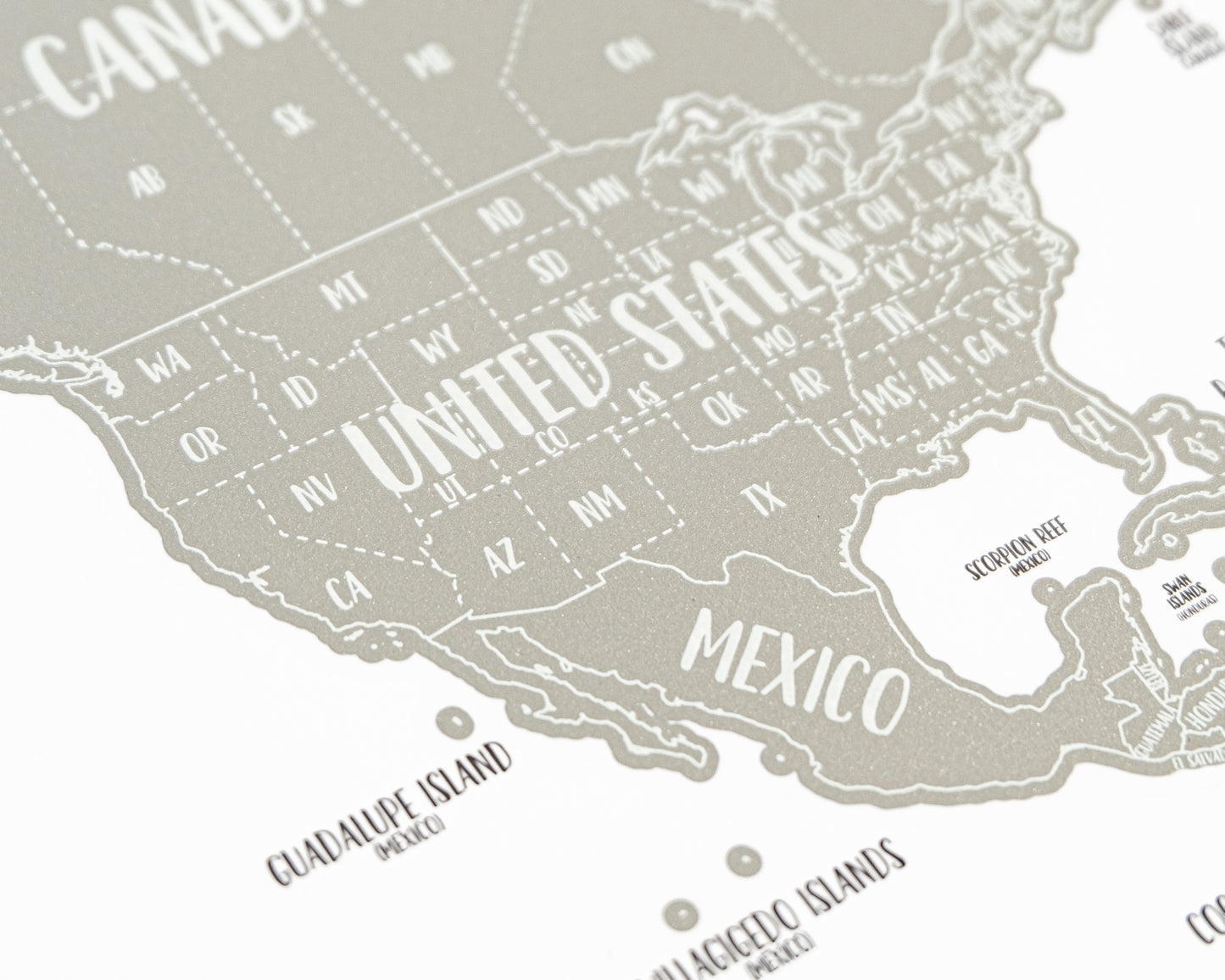 Silver - World Scratch-Off Map - Size 24x18"