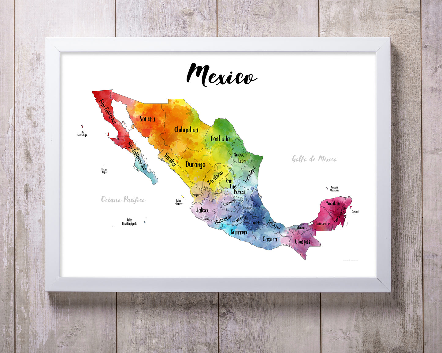 Gold - Mexico Scratch-Off Map - Size 23.5x17"