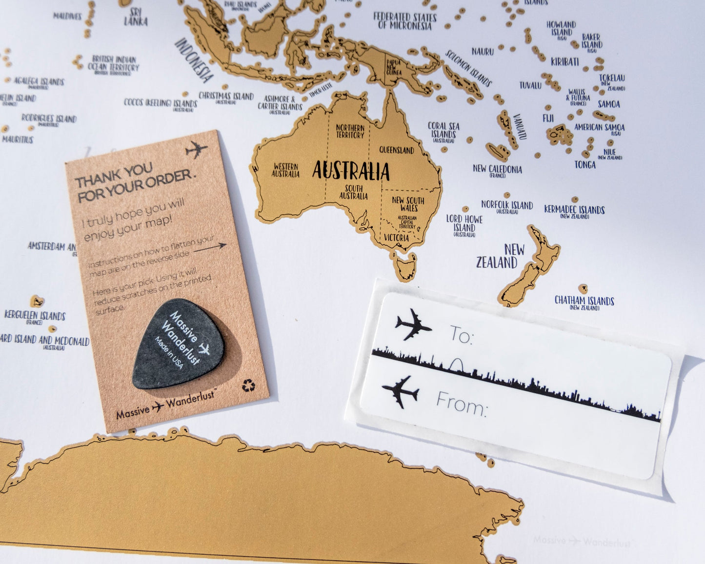 Gold - World Scratch-Off Map - Size 24x18"