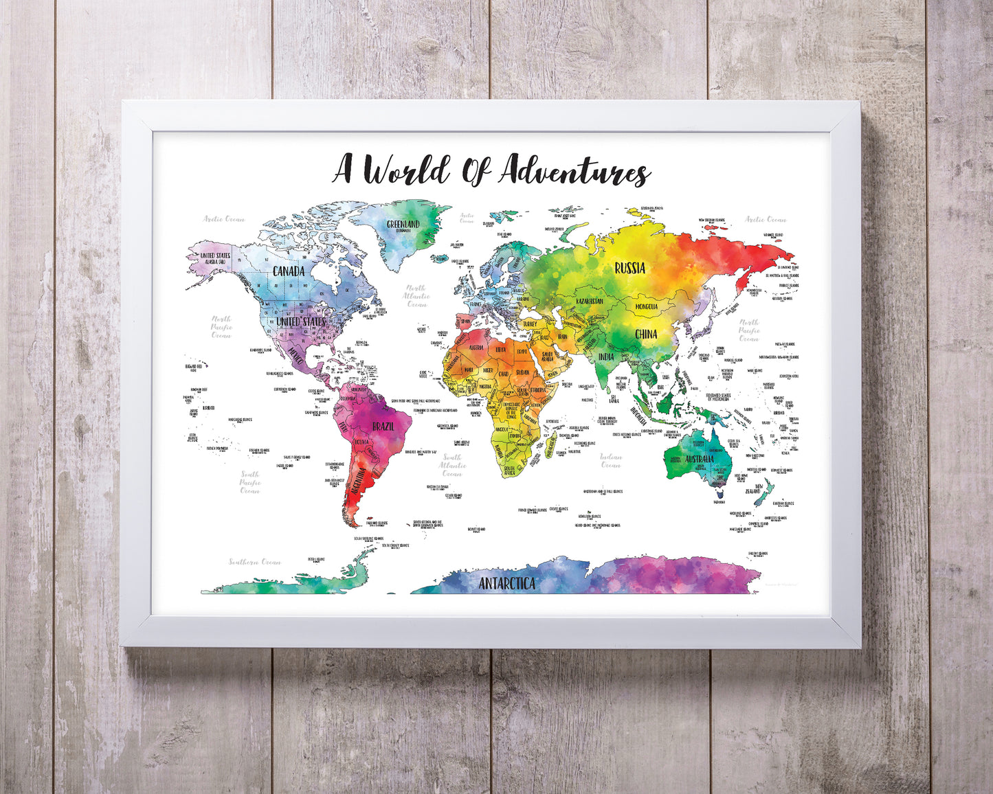 Silver - World Scratch-Off Map - Size 24x18"