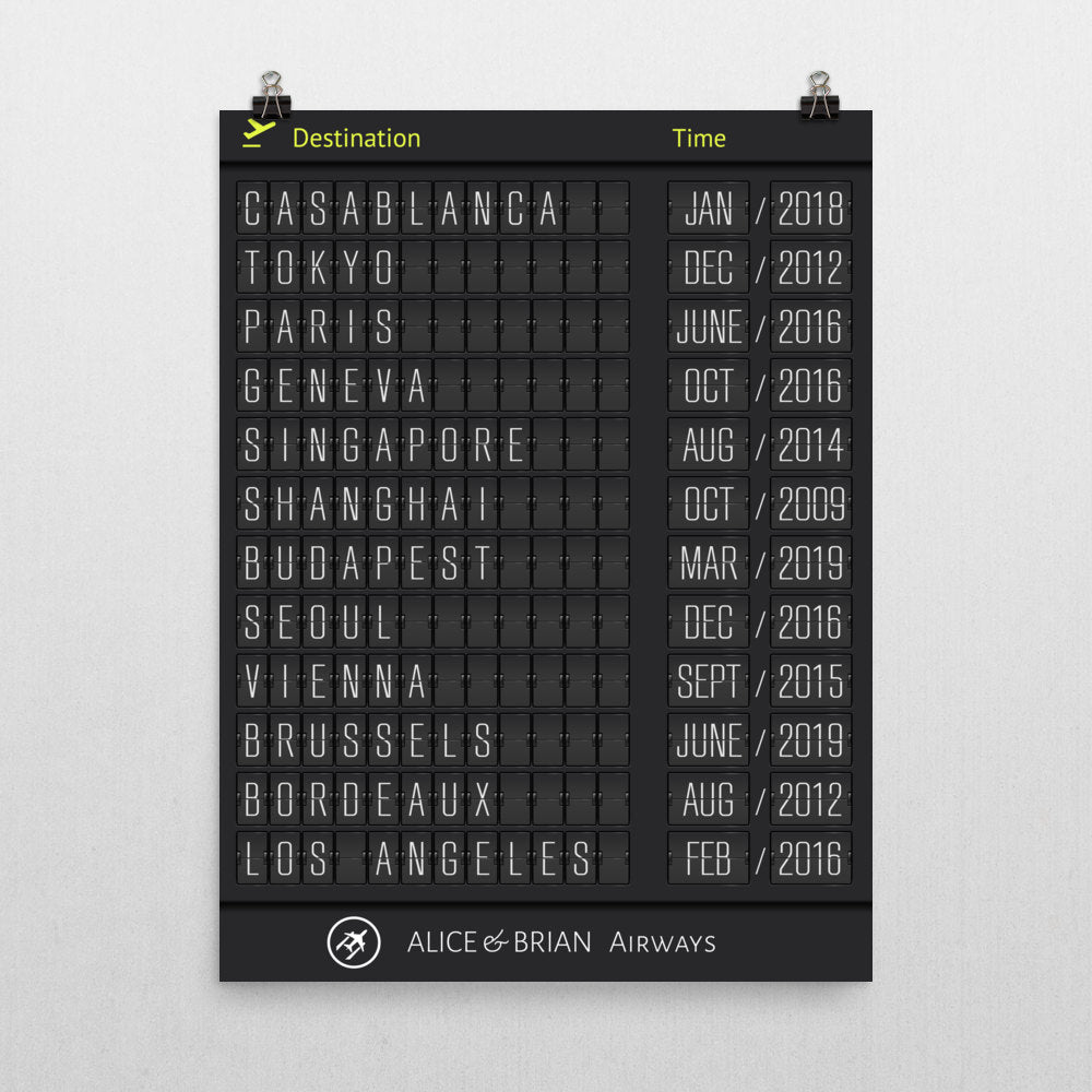 Printed Personalized  Airport Board (with Thin Letters)