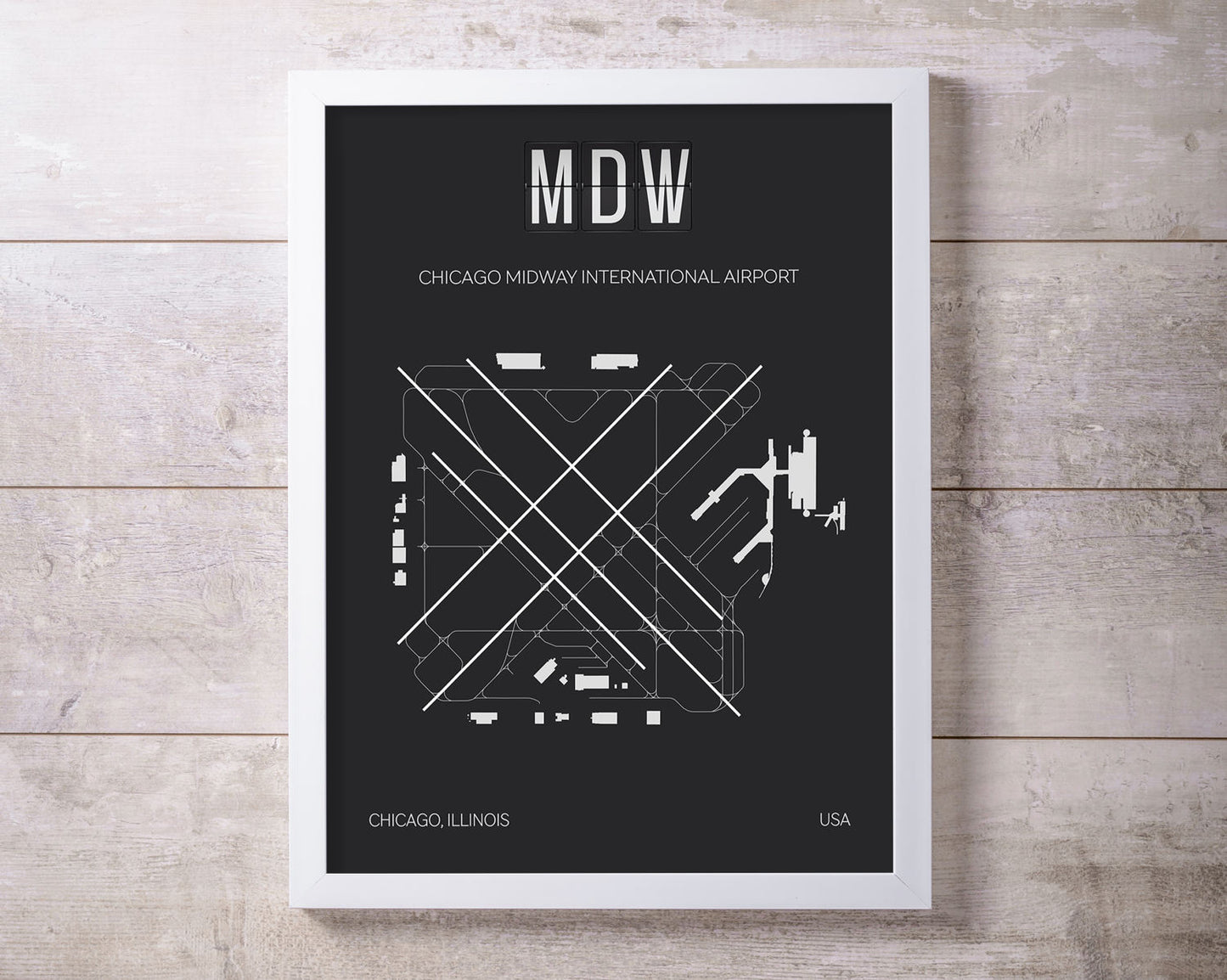 MDW Midway Chicago Airport Map Wall Art
