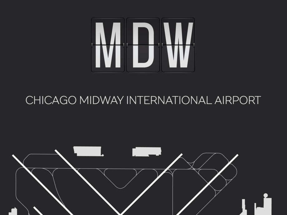 MDW Midway Chicago Airport Map Wall Art