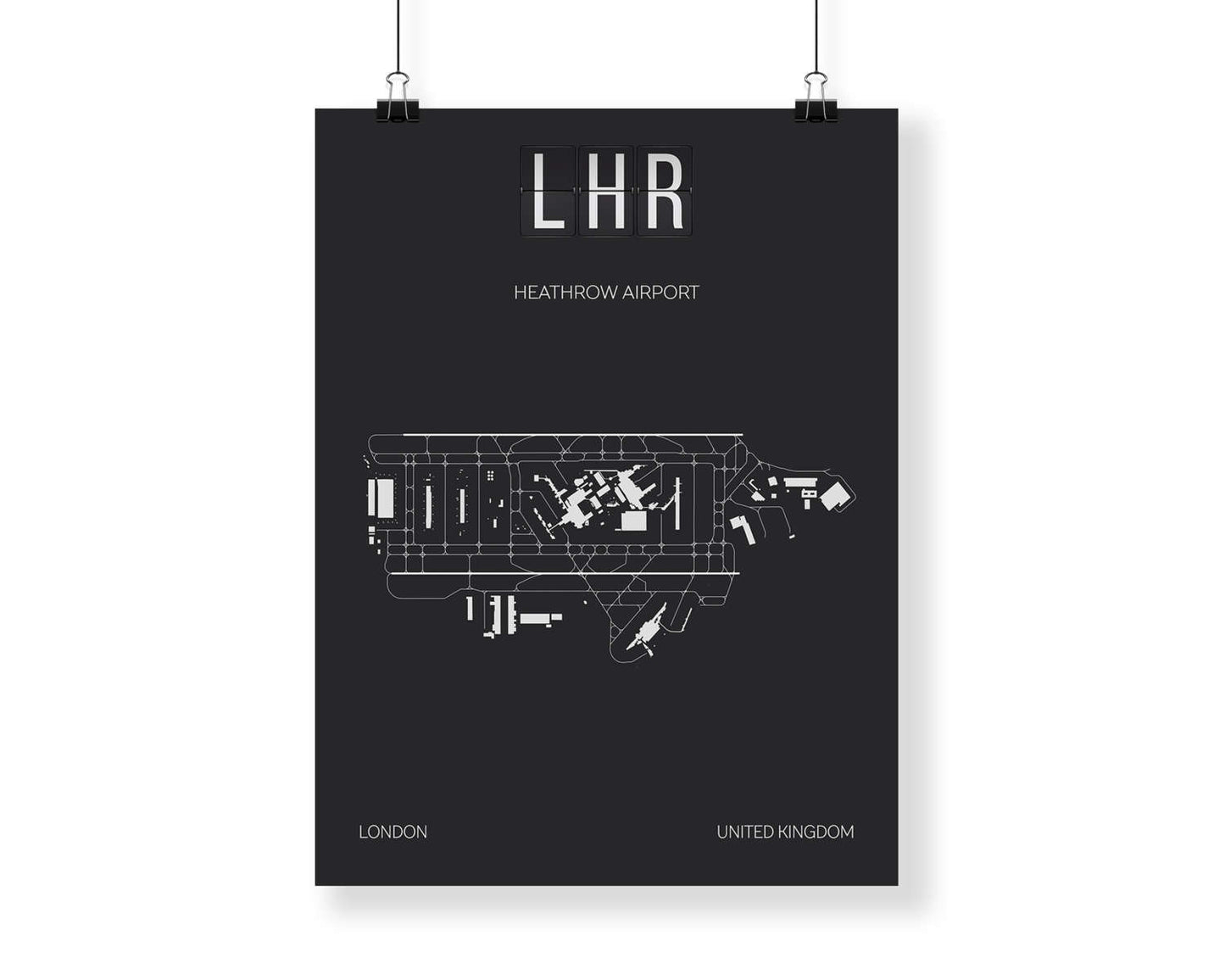 LHR London Heathrow Airport Map Wall Art