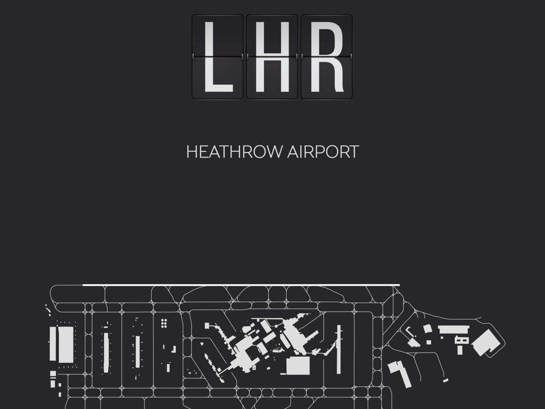 LHR London Heathrow Airport Map Wall Art