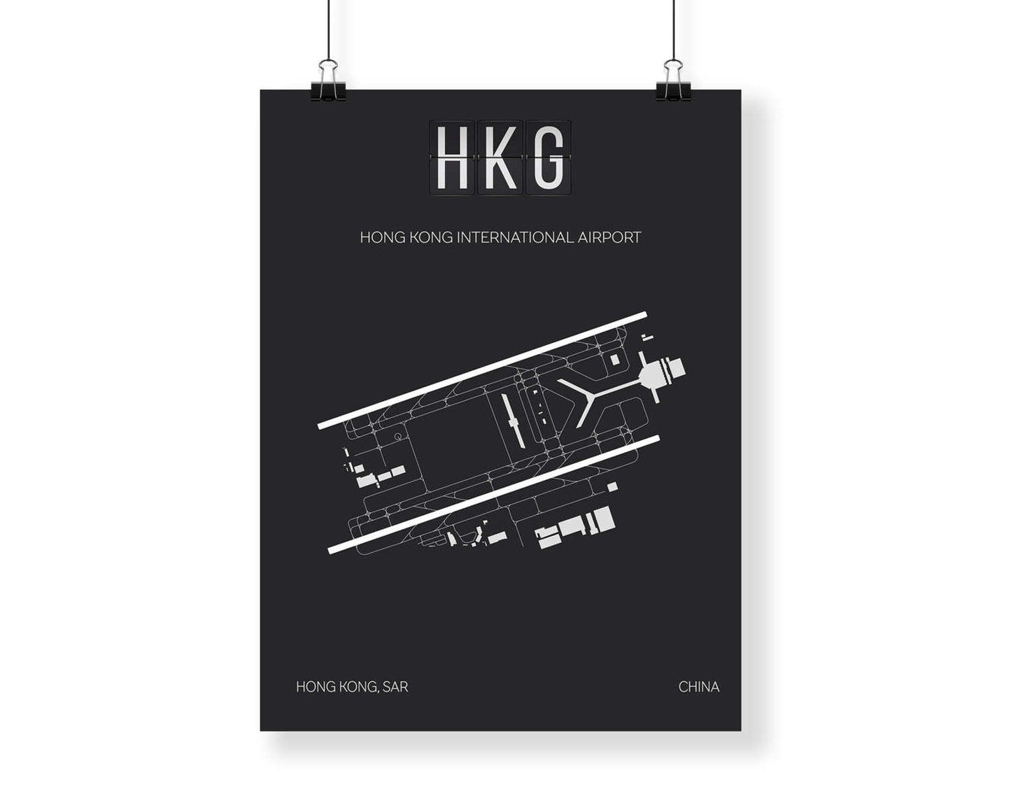 HKG Hong Kong Airport Map Wall Art