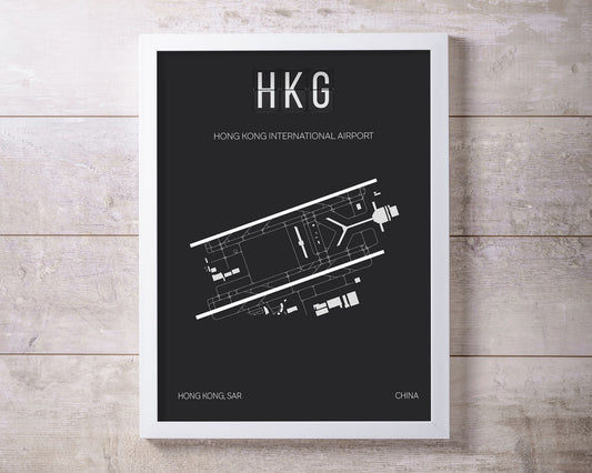 HKG Hong Kong Airport Map Wall Art