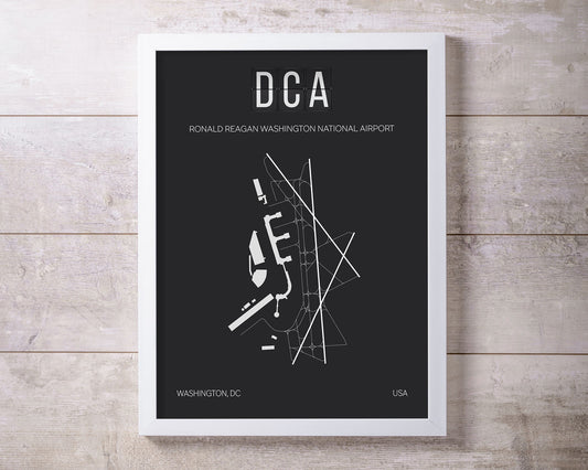 DCA Washington DC Reagan National Airport Map Wall Art