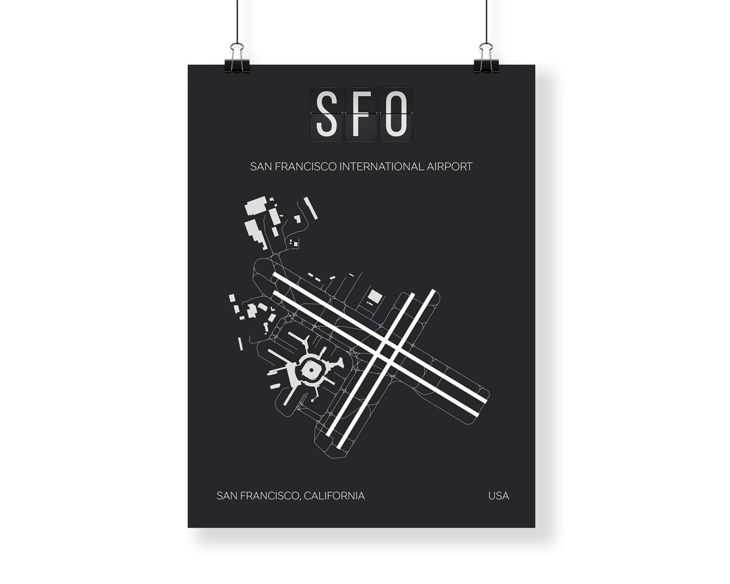 SFO San Francisco Airport Print Map Wall Art