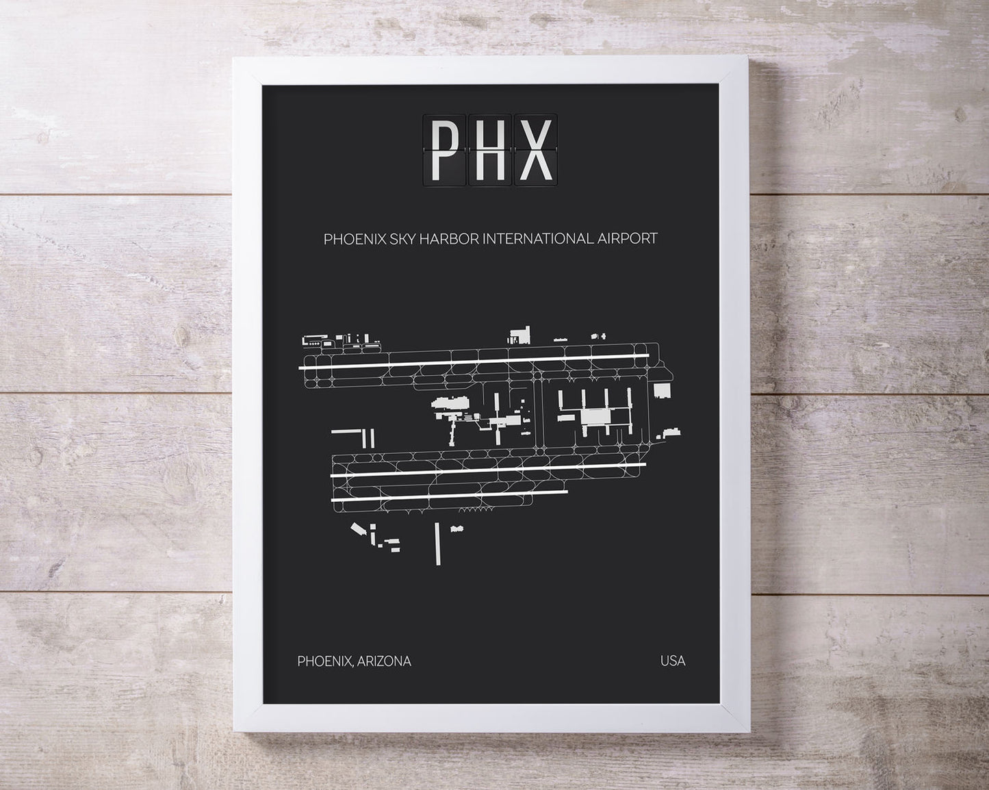 PHX Phoenix Sky Harbor Airport Print Map Wall Art