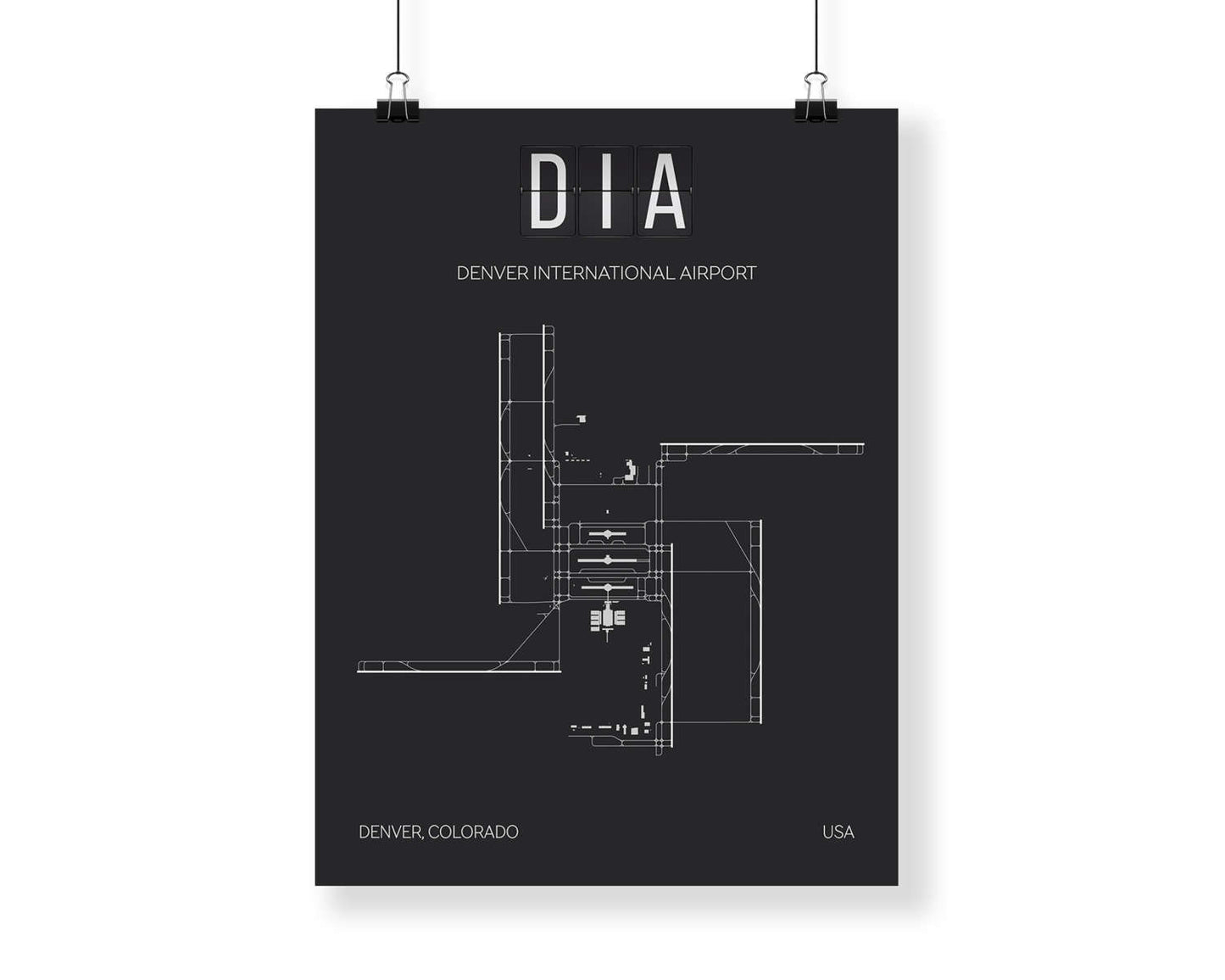DIA Denver International Airport Print Map Wall Art