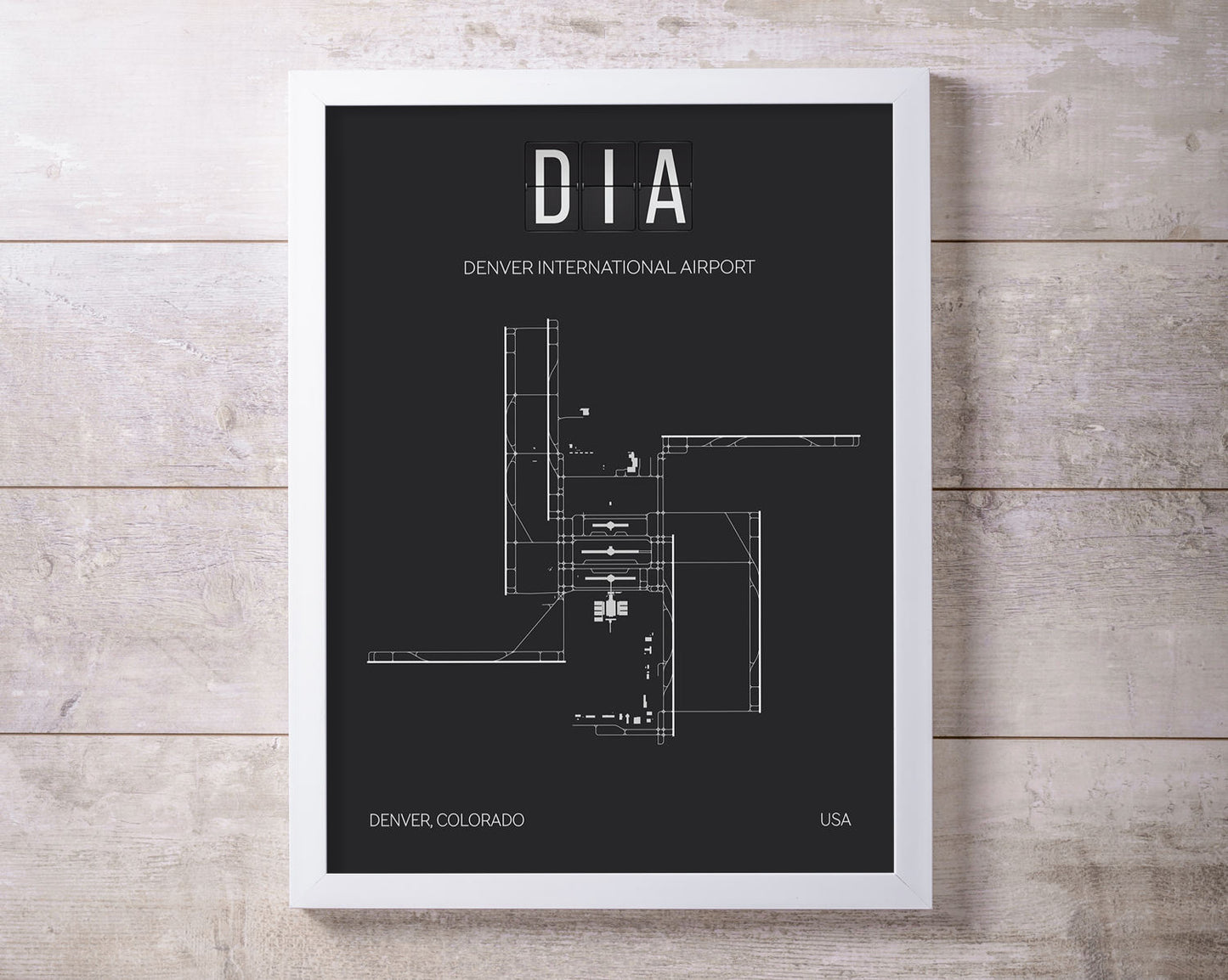DIA Denver International Airport Print Map Wall Art