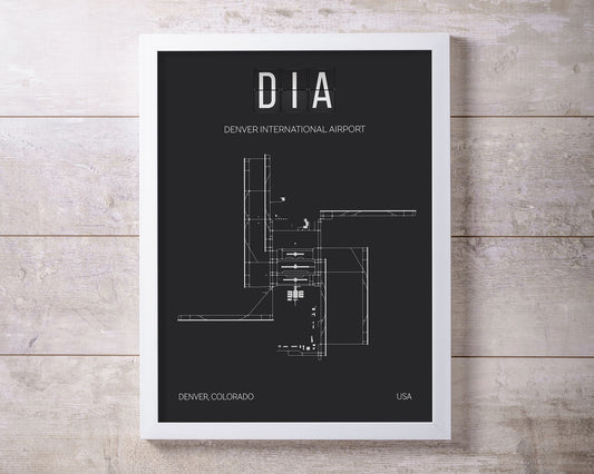 DIA Denver International Airport Print Map Wall Art