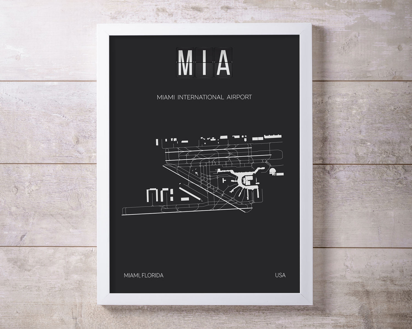 MIA Miami International Airport Print Map Wall Art