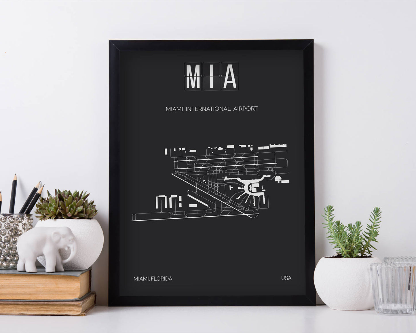 MIA Miami International Airport Print Map Wall Art