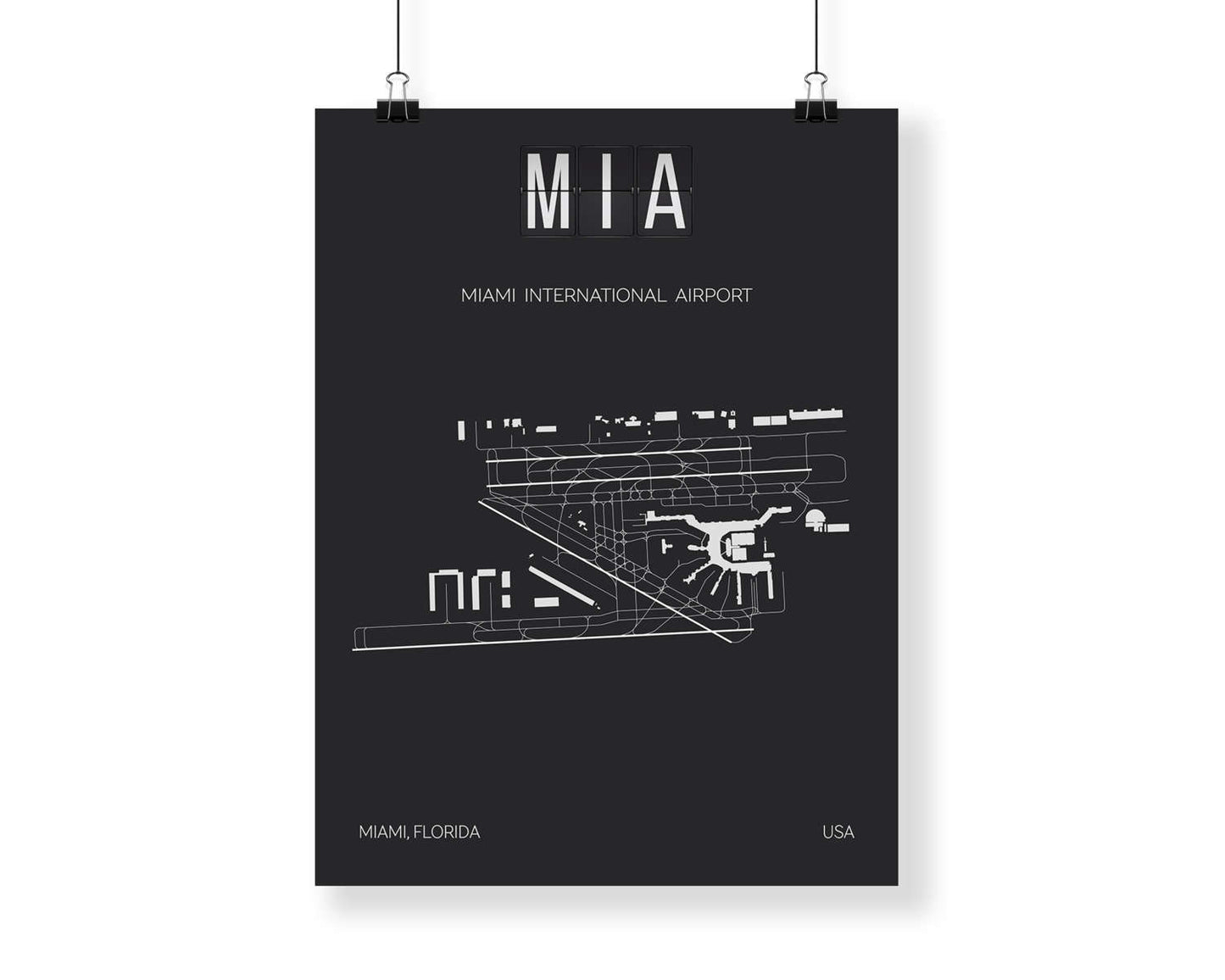 MIA Miami International Airport Print Map Wall Art