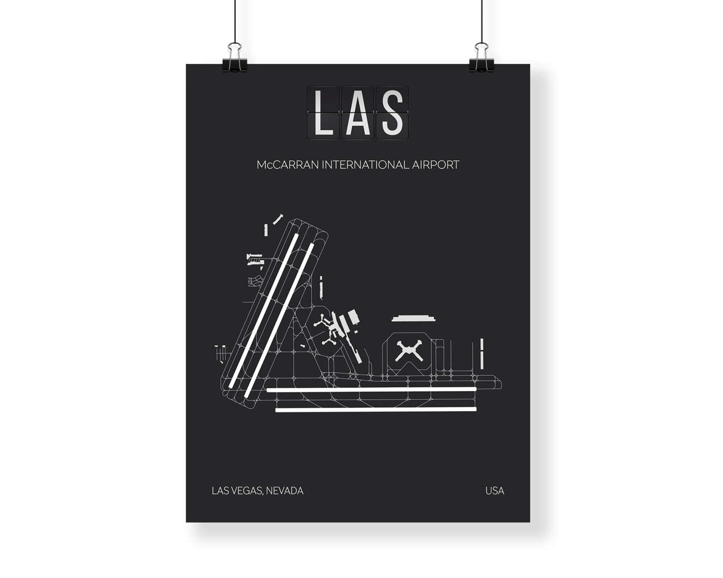 LAS Las Vegas McCarran International Airport Print Map Wall Art